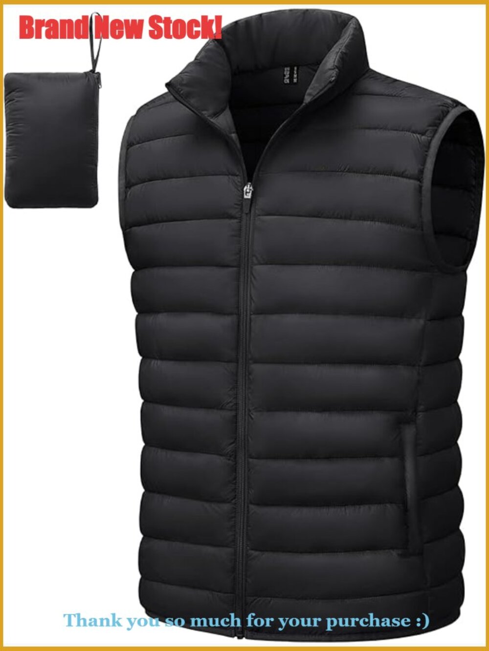 Lightweight Packable Puffer Vest Water Resistant Sleeveless Jacket